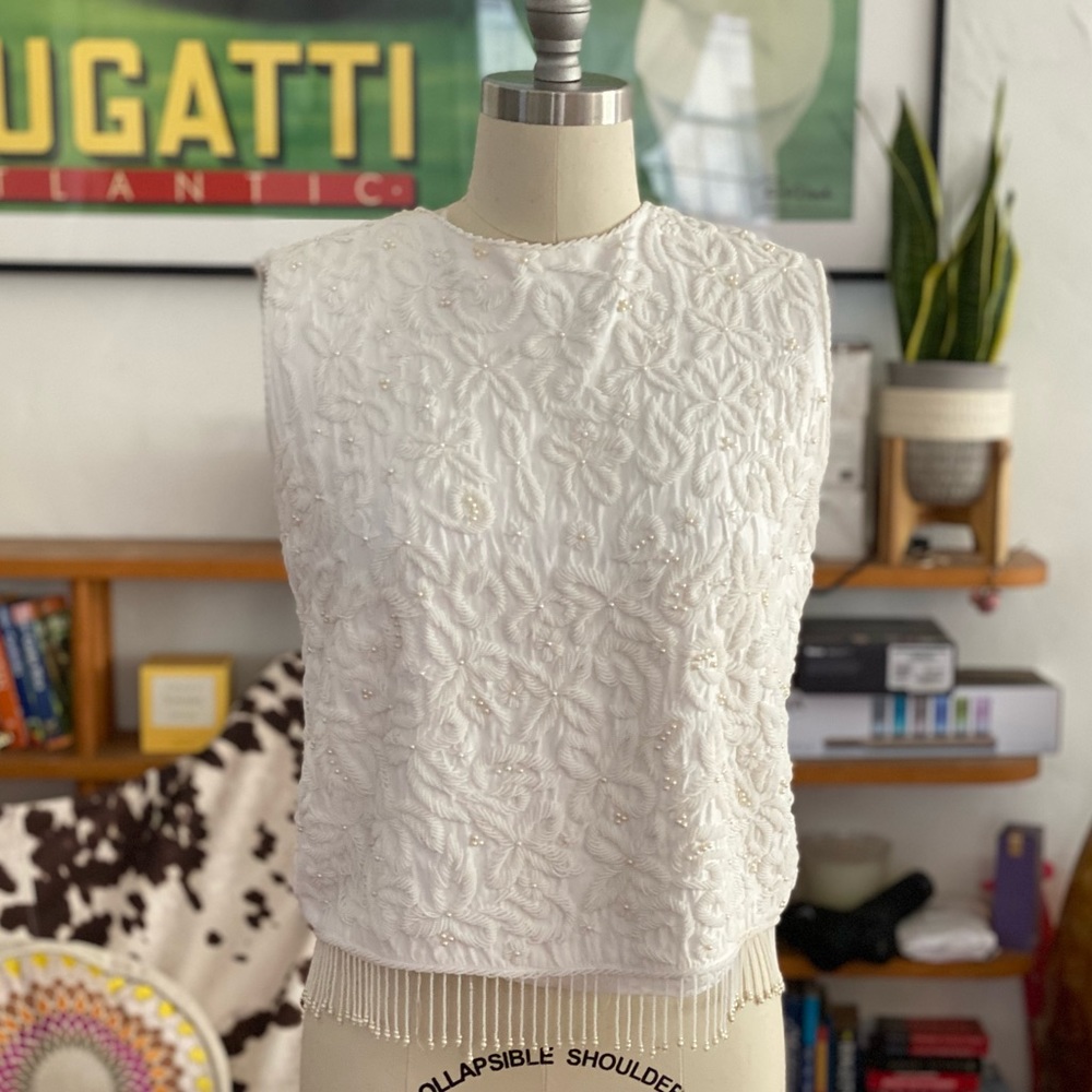 Vintage beaded top with fringe
